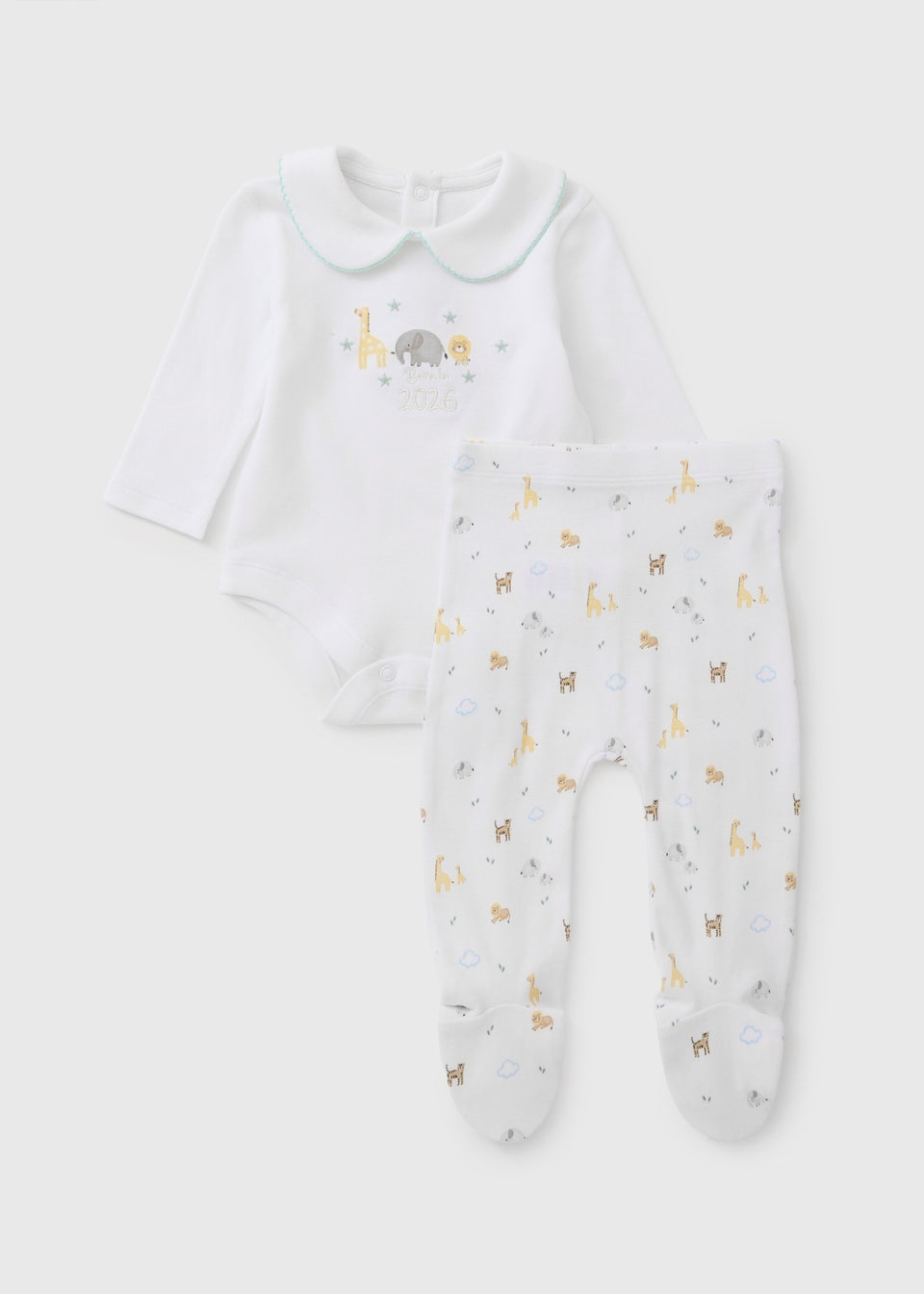 Baby White Born In Bodysuit & Legging Set (Newborn-3mths)