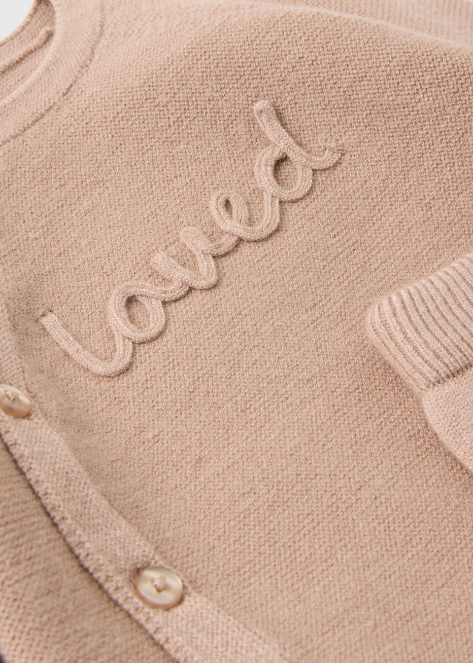 Baby Beige Loved Knitted Set (First Size-12 Months)