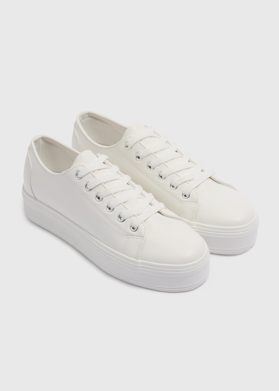 White Platform Lace Up Trainers