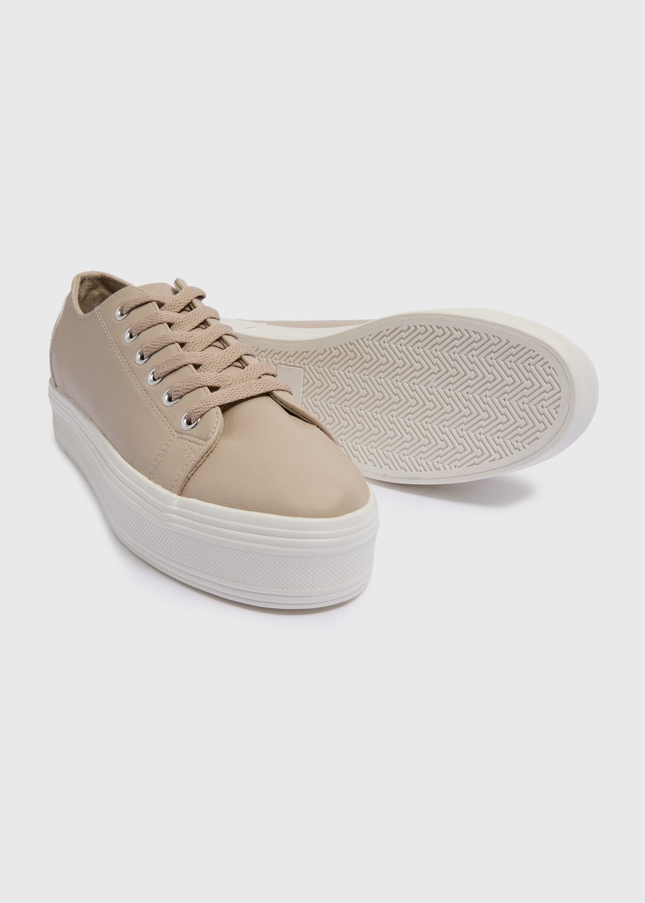 Nude Lace Up Platform Shoes