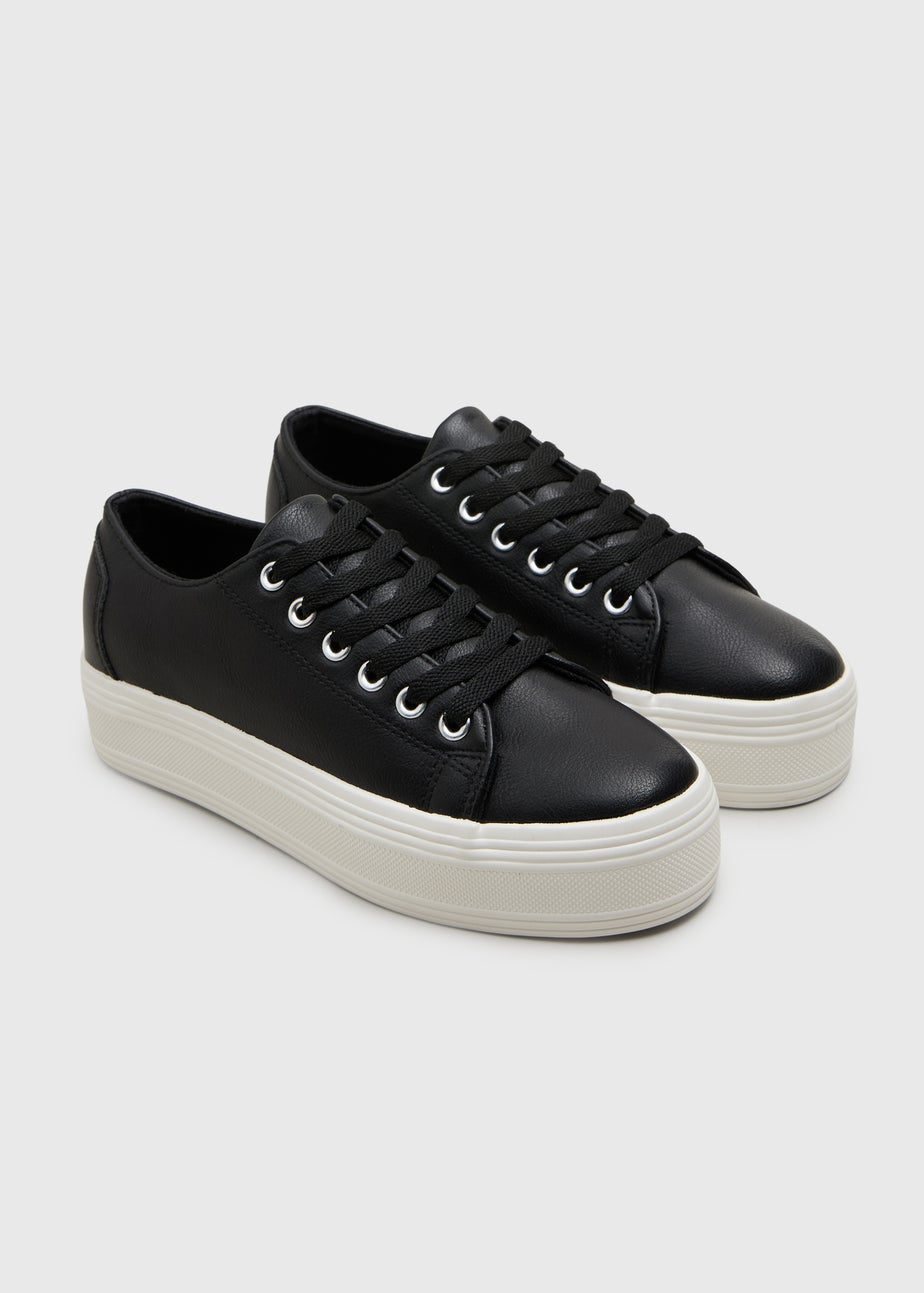 Black Lace Up Platform Trainers