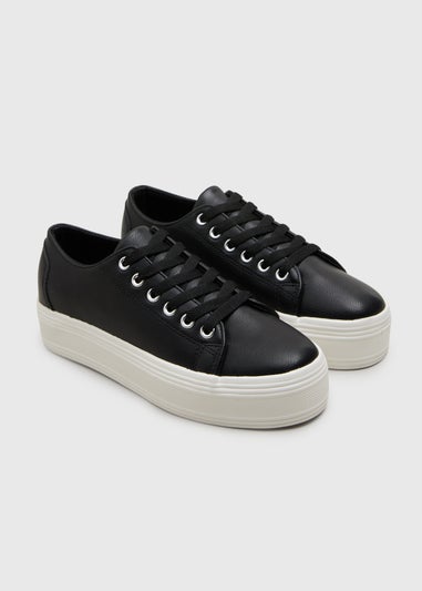 Black Lace Up Platform Trainers