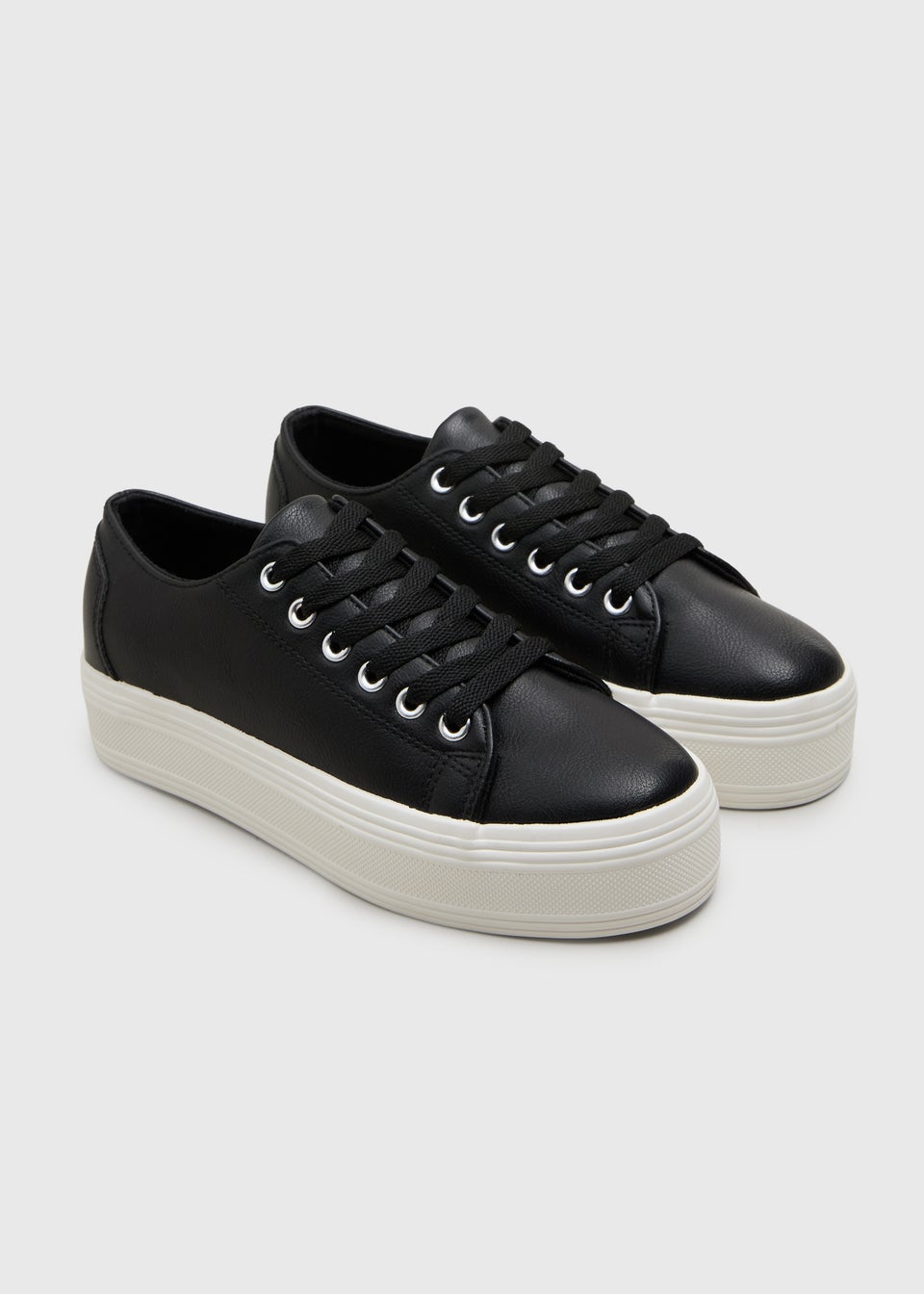 Black Lace Up Platform Trainers