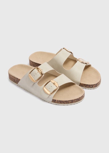 Stone Double Buckle Sandals