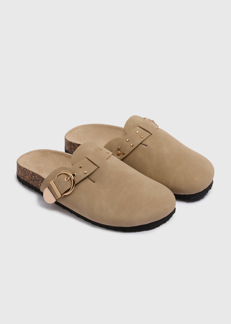 Taupe Footbed Closed Toe Sandals