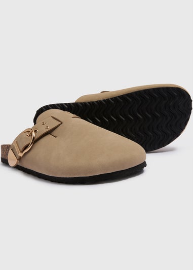 Taupe Footbed Closed Toe Sandals