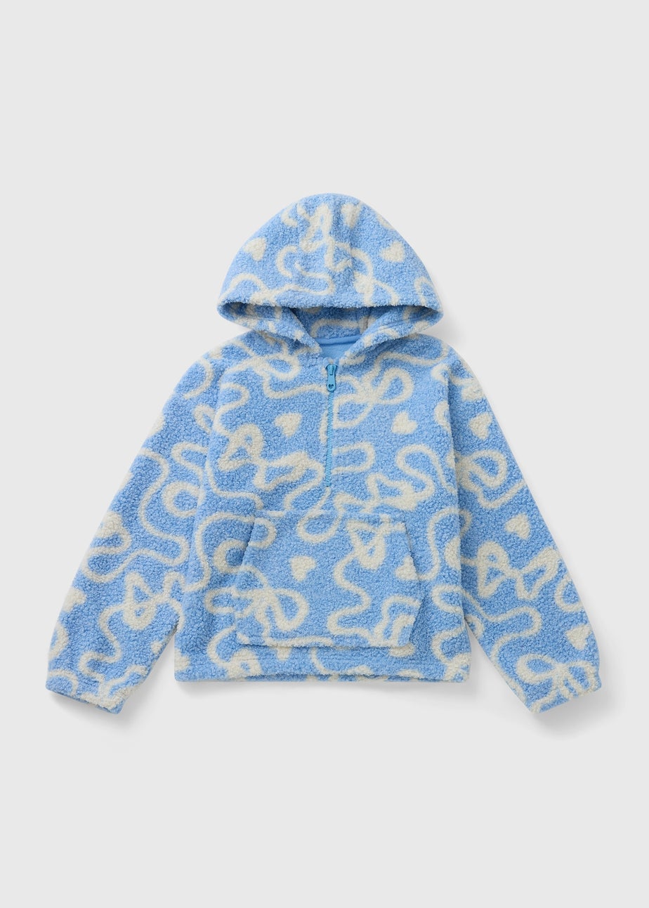 Girls Blue Bow Borg Hoodie