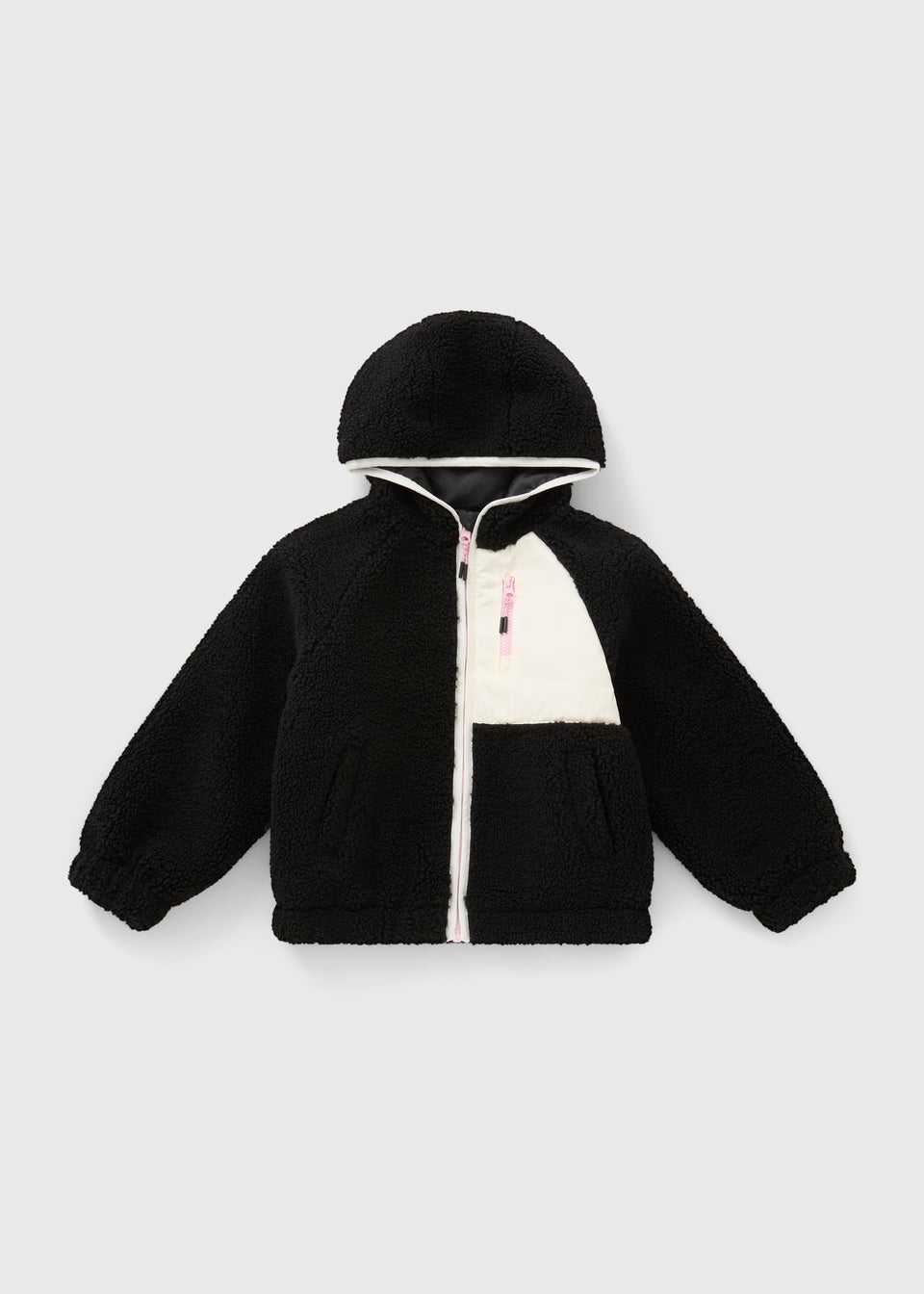 Girls Black Sports Borg Jacket (7-15yrs)