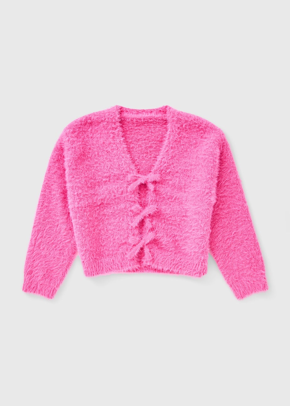 Girls Pink Bow Detail Cardigan (7-15yrs)