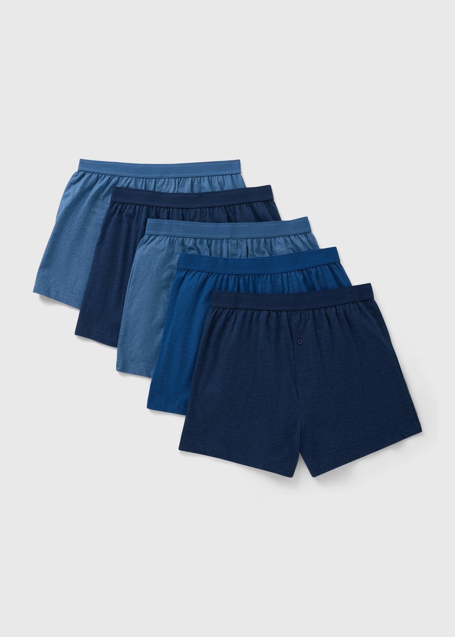 5 Pack Blue Loose Fit Boxers
