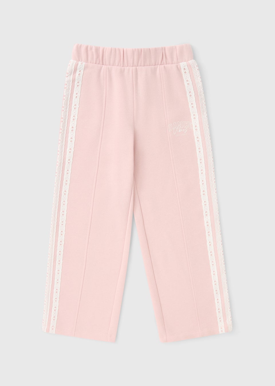 Girls Pink Tapered Wide Leg Jogging Bottoms (7-15yrs)