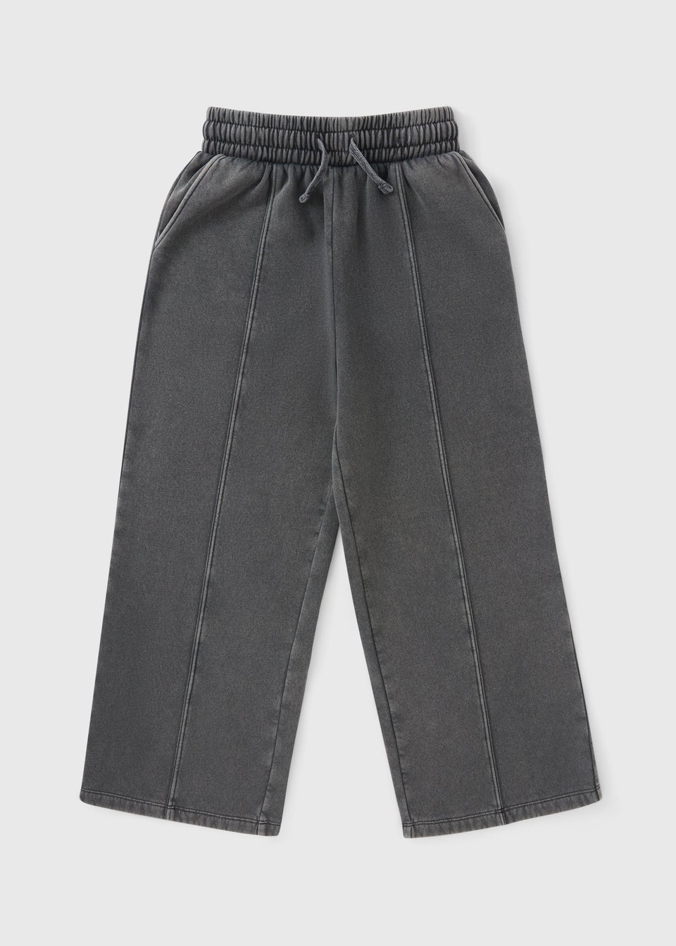 Girls Grey Acid Wash Wide Leg Jogging Bottoms (7-15yrs)