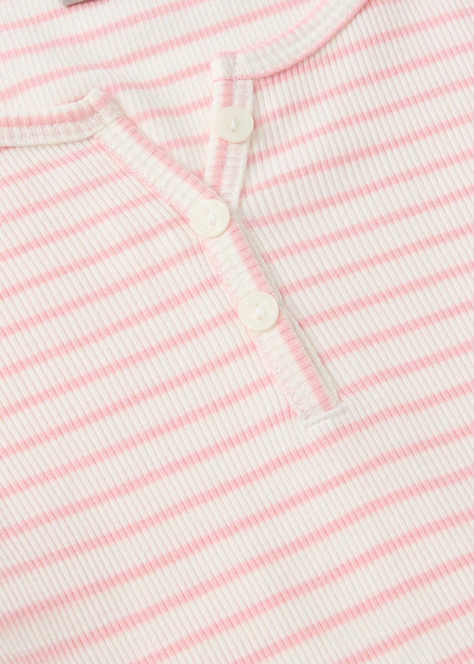 Girls Pink Stripe Ribbed Button Henley Cardigan (7-15yrs)