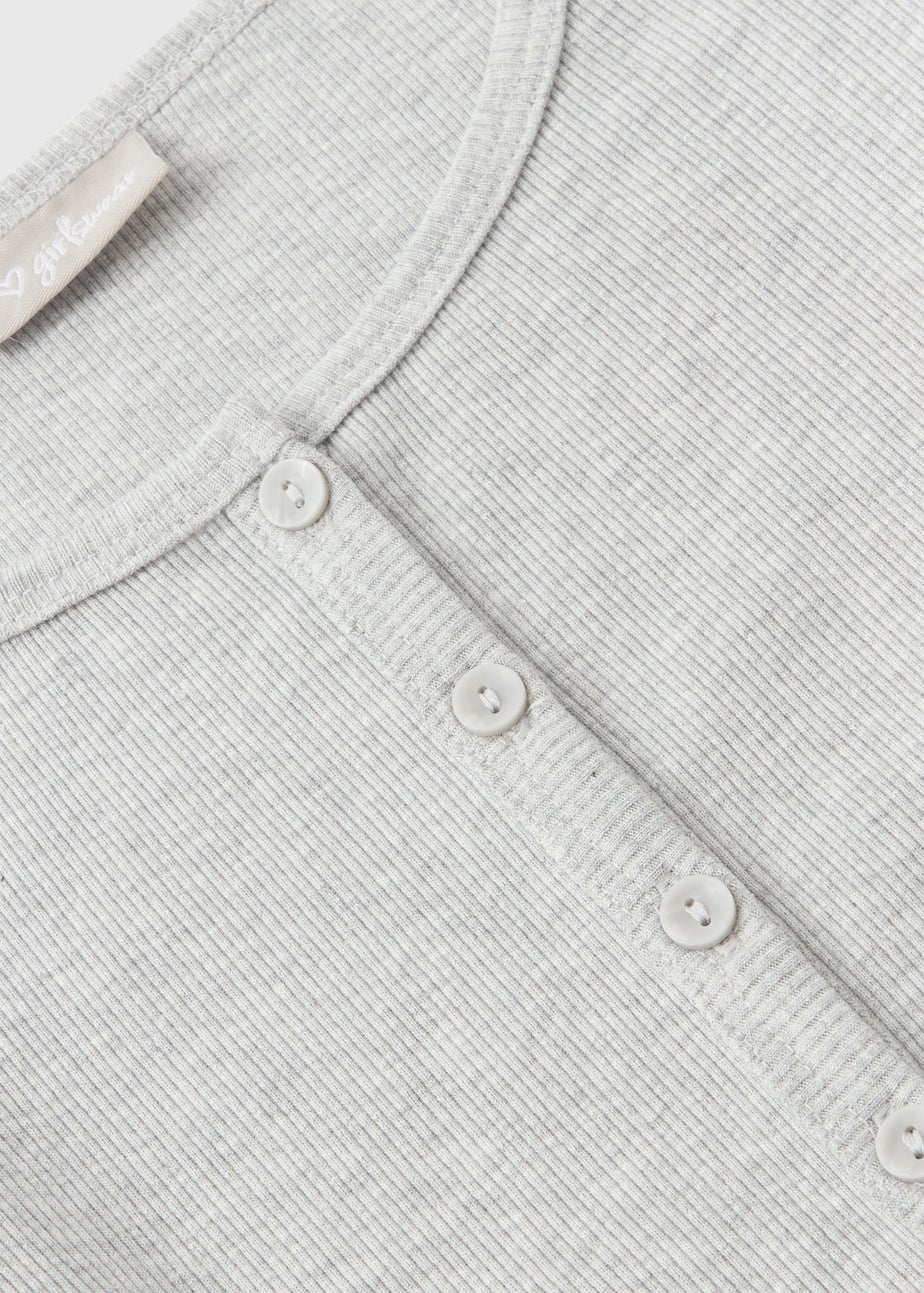 Girls Grey Button Henley Cardigan (7-15yrs)