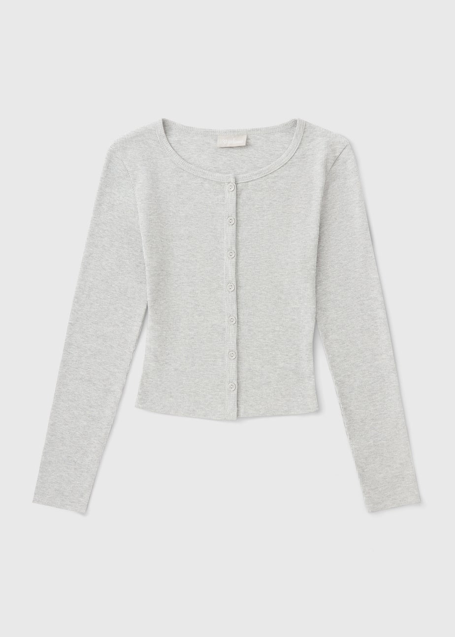 Girls Grey Button Henley Cardigan (7-15yrs)