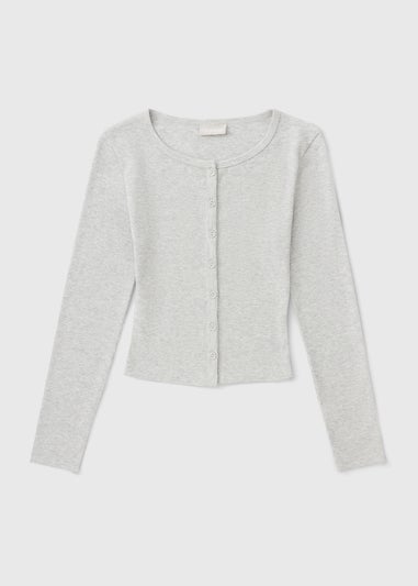 Girls Grey Button Henley Cardigan (7-15yrs)