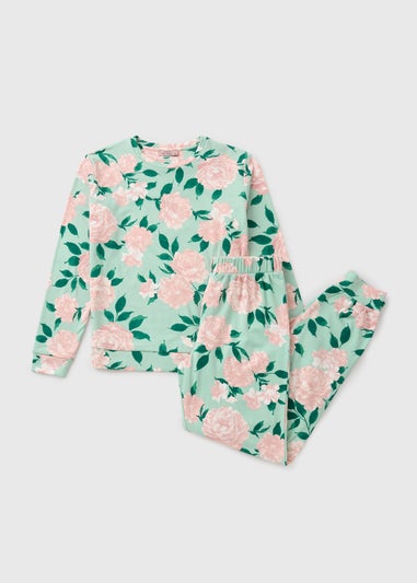 Green Iris Floral Cuffed Pyjama Set