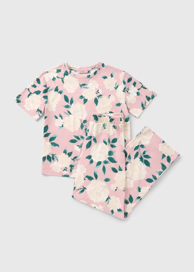 Pink Iris Floral Long Pyjama Set