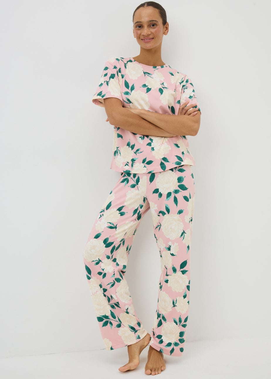 Pink Iris Floral Long Pyjama Set