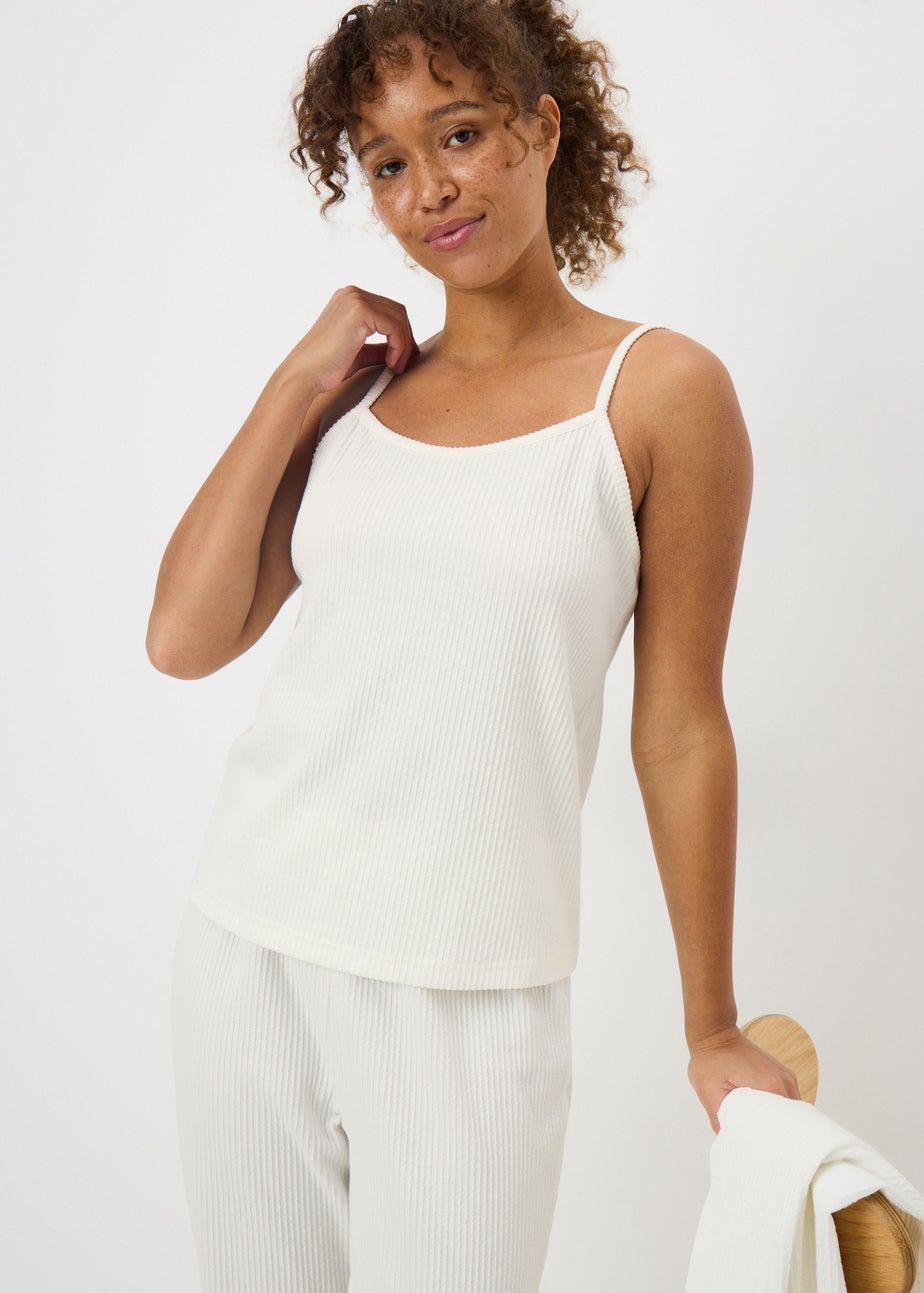 3 Piece Cream Ribbed Lounge Set