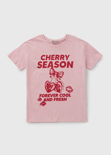 Girls Pink Cherry Season T-Shirt (7-15yrs)
