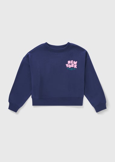 Girls Navy Sport New York Sweatshirt (7-15yrs)