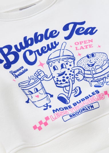 Girls Cream Bubble Tea Sweatshirt (7-15yrs)