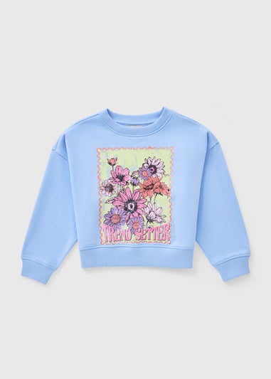 Girls Blue Floral Graphic Sweatshirt (7-15yrs)
