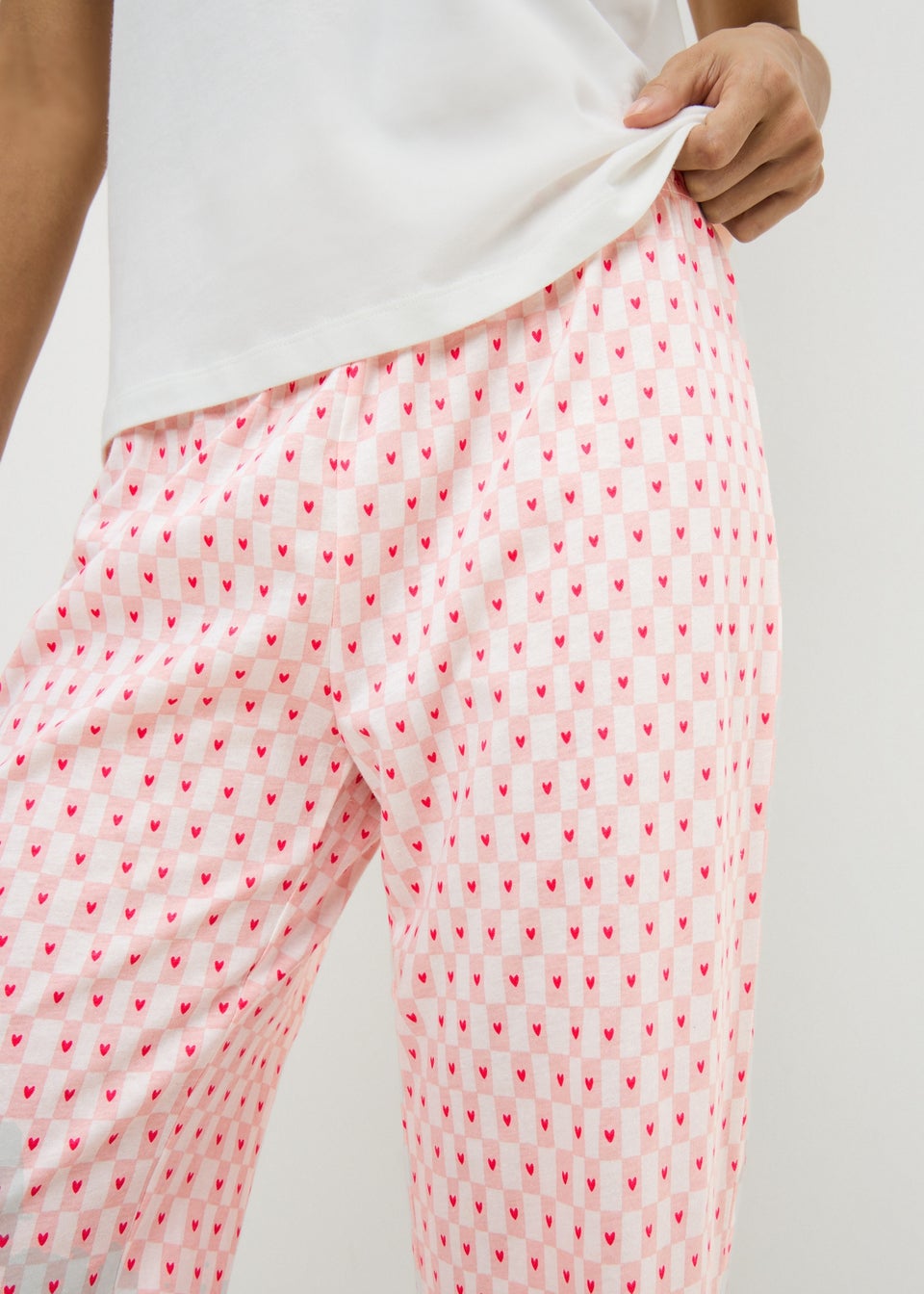 Pink Heart Wide Leg Pyjama Bottoms