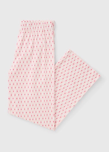 Pink Heart Wide Leg Pyjama Bottoms