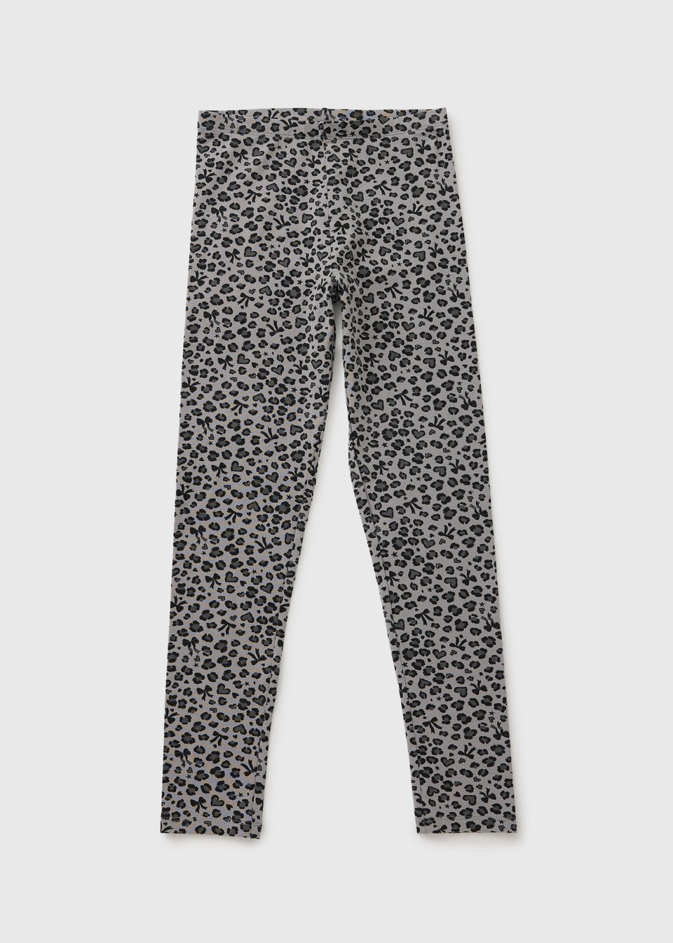 Girls Grey Leopard Leggings (7-15yrs)