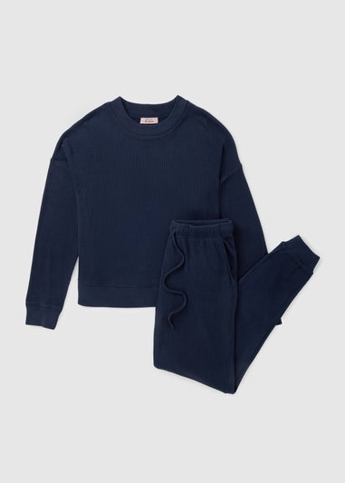 Navy Cuffed Lounge Set