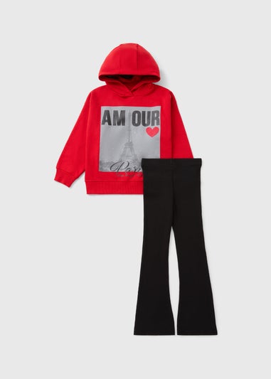 Girls Red Amour Hoodie & Legging Set (7-15yrs)
