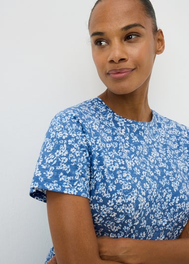 Navy Floral Ditsy Cuff Pyjama Set