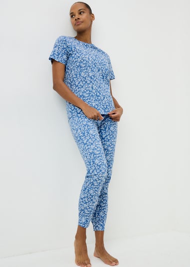 Navy Floral Ditsy Cuff Pyjama Set