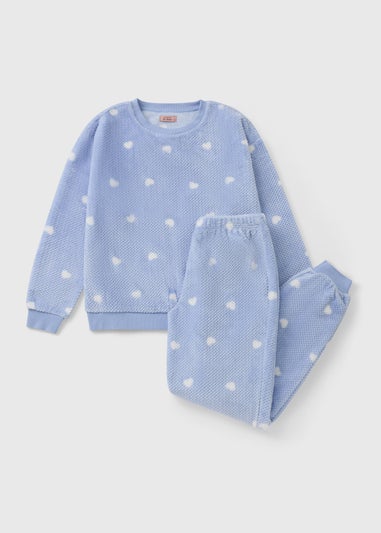 Blue Heart Textured Fleece Pyjama Set