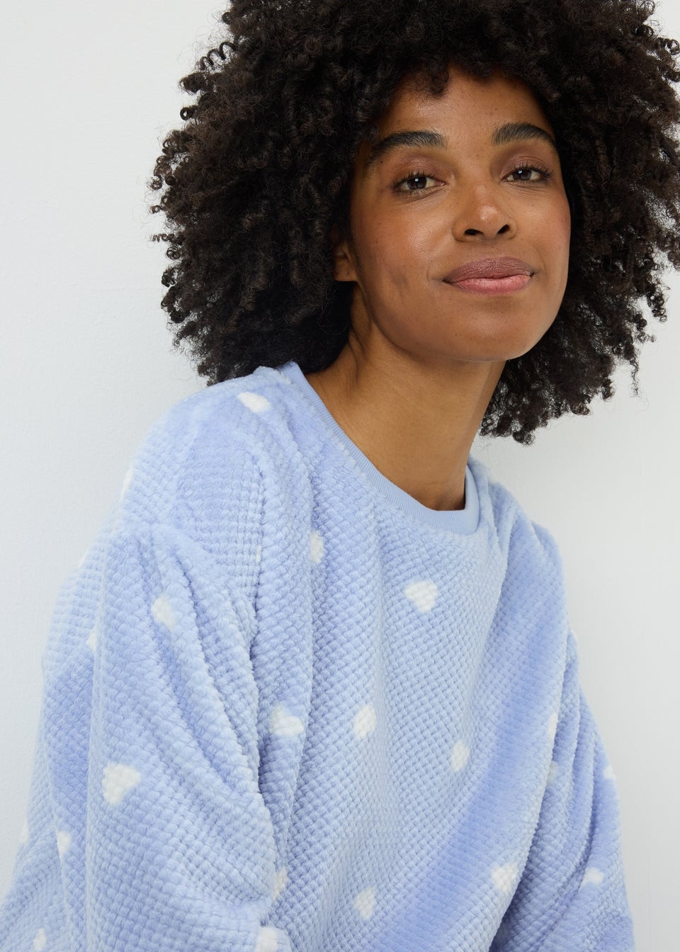 Blue Heart Textured Fleece Pyjama Set