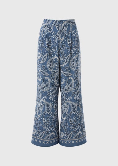 Blue Printed Co Ord Wide Leg Trousers