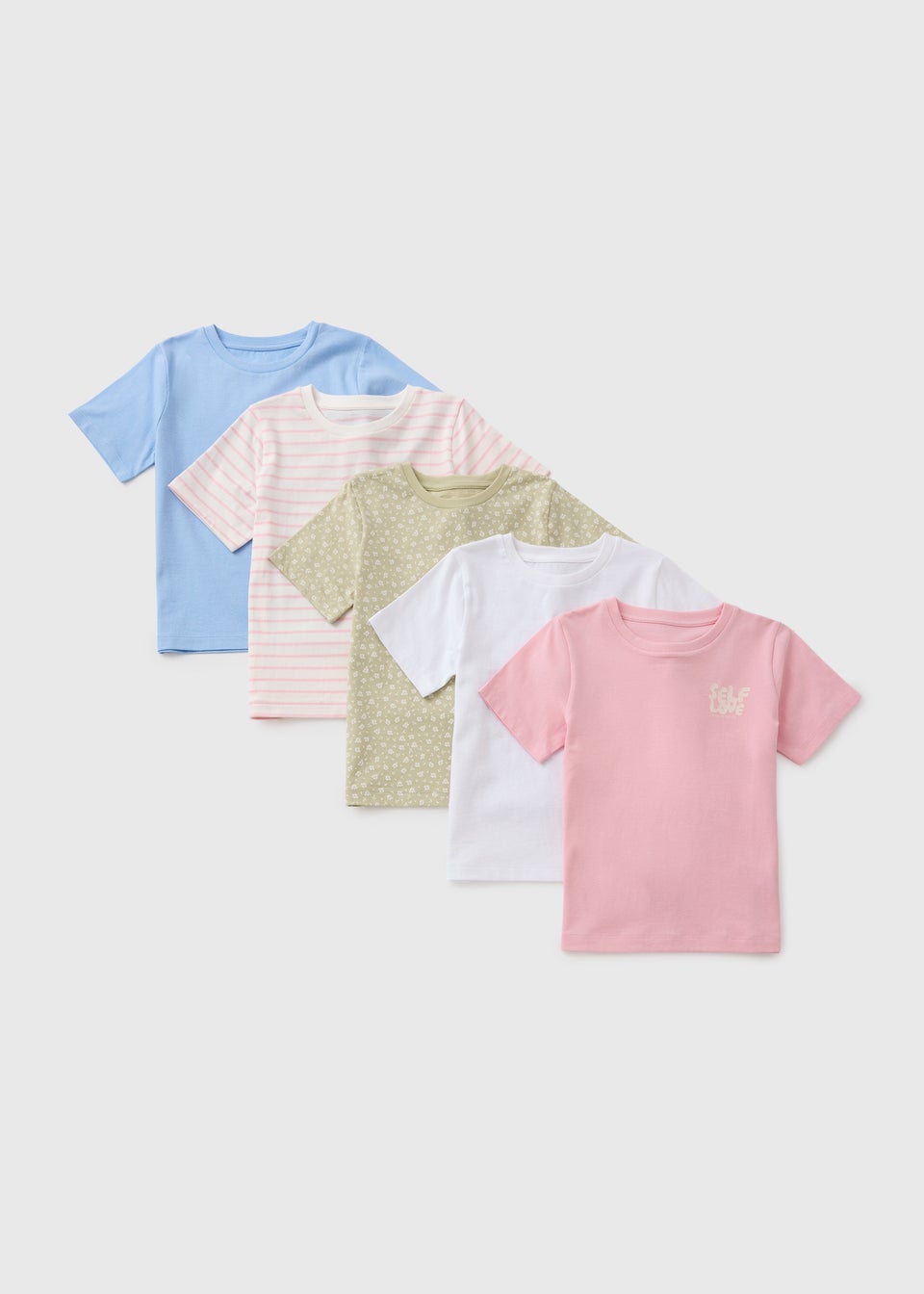 5 Pack Girls Multicolour Pattern T-Shirts (7-15yrs)