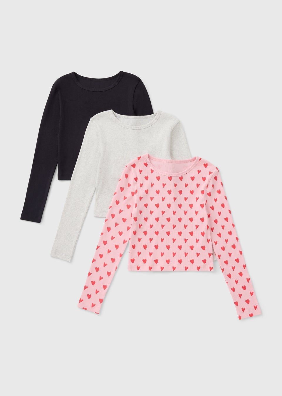 3 Pack Girls Multicoloured Long Sleeve tops (7-15yrs)