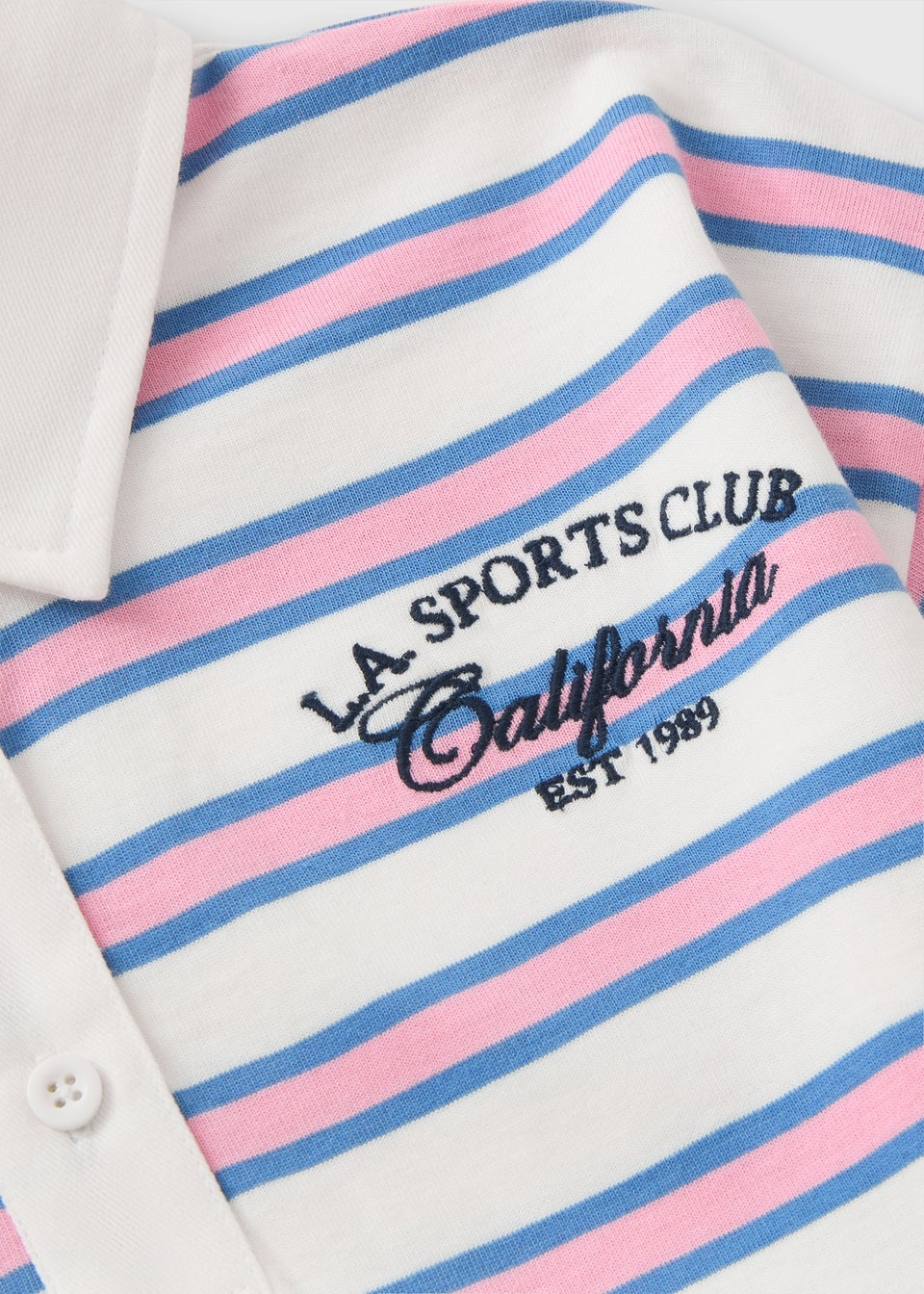 Girls Pink Stripe Polo Top (7-15yrs)