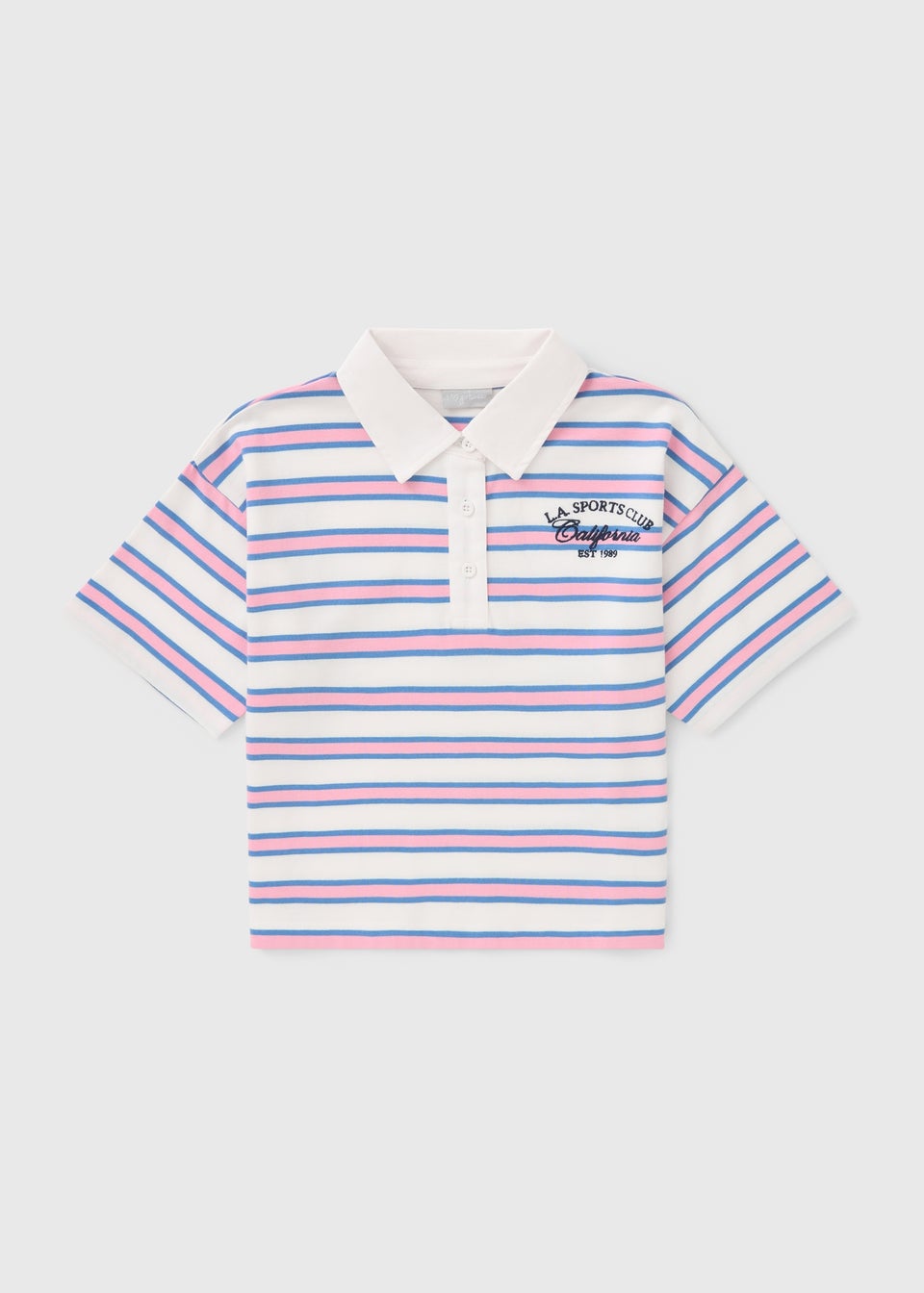 Girls Pink Stripe Polo Top (7-15yrs)