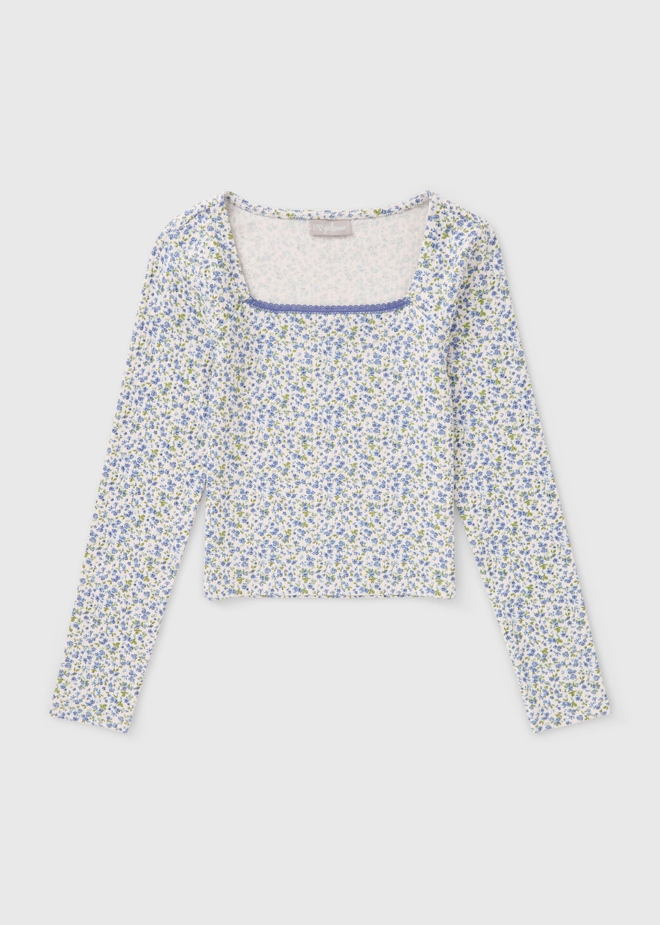 Girls Blue Ditsy Floral Top