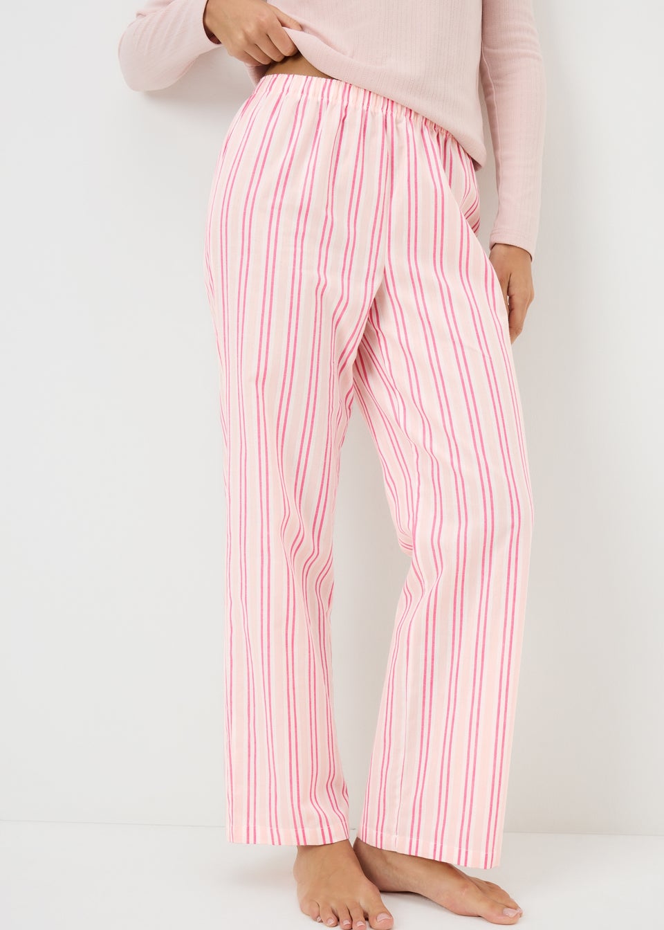 Pink Stripe Wide Leg Pyjama Bottoms