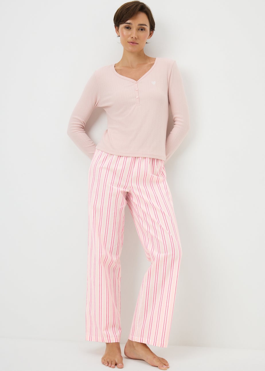 Pink Stripe Wide Leg Pyjama Bottoms