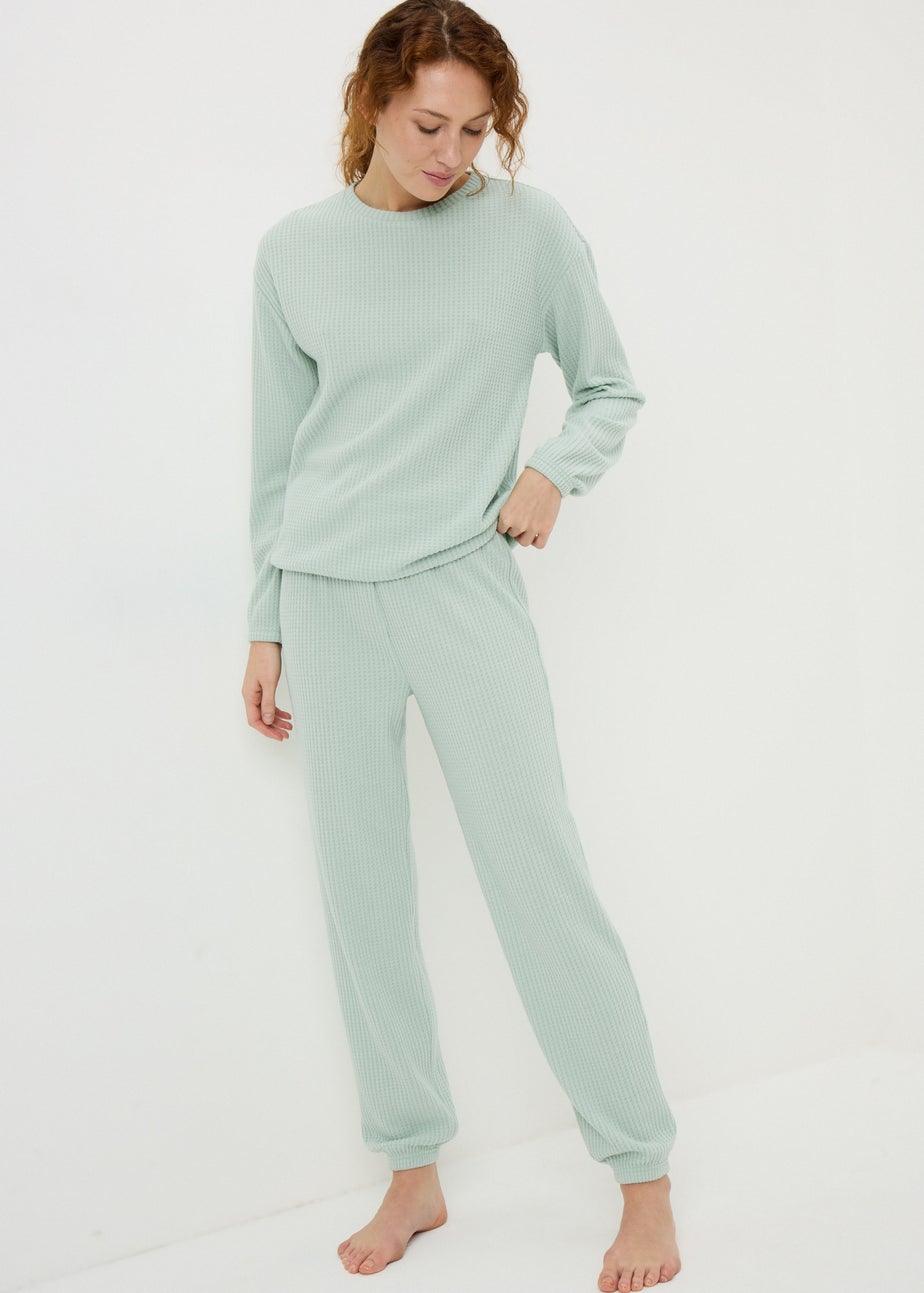 Green Waffle Cuff Lounge Set