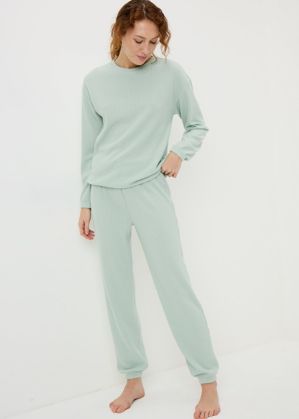 Green Waffle Cuff Lounge Set