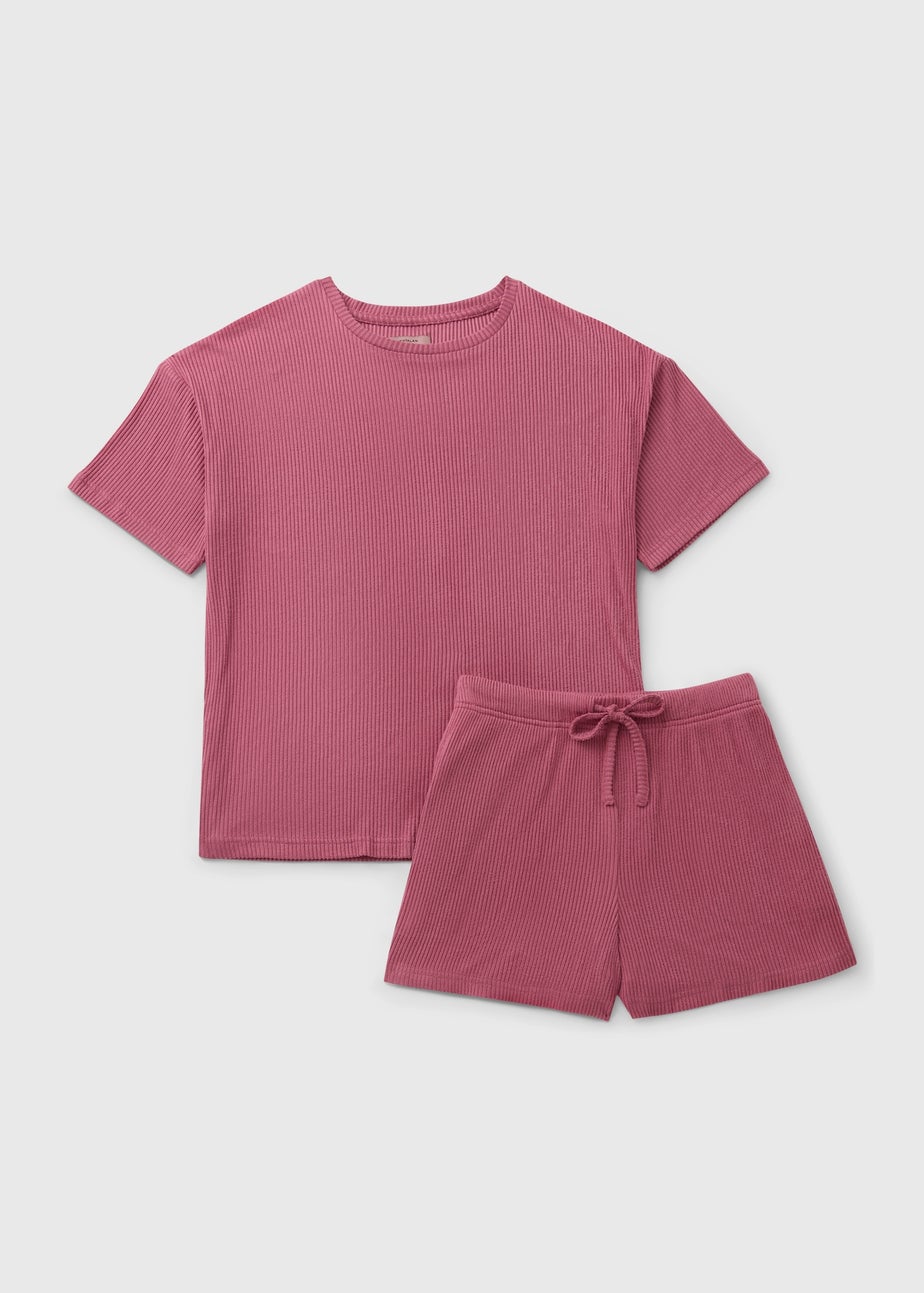 Pink Brushed Ribbed Short Pyjama Set