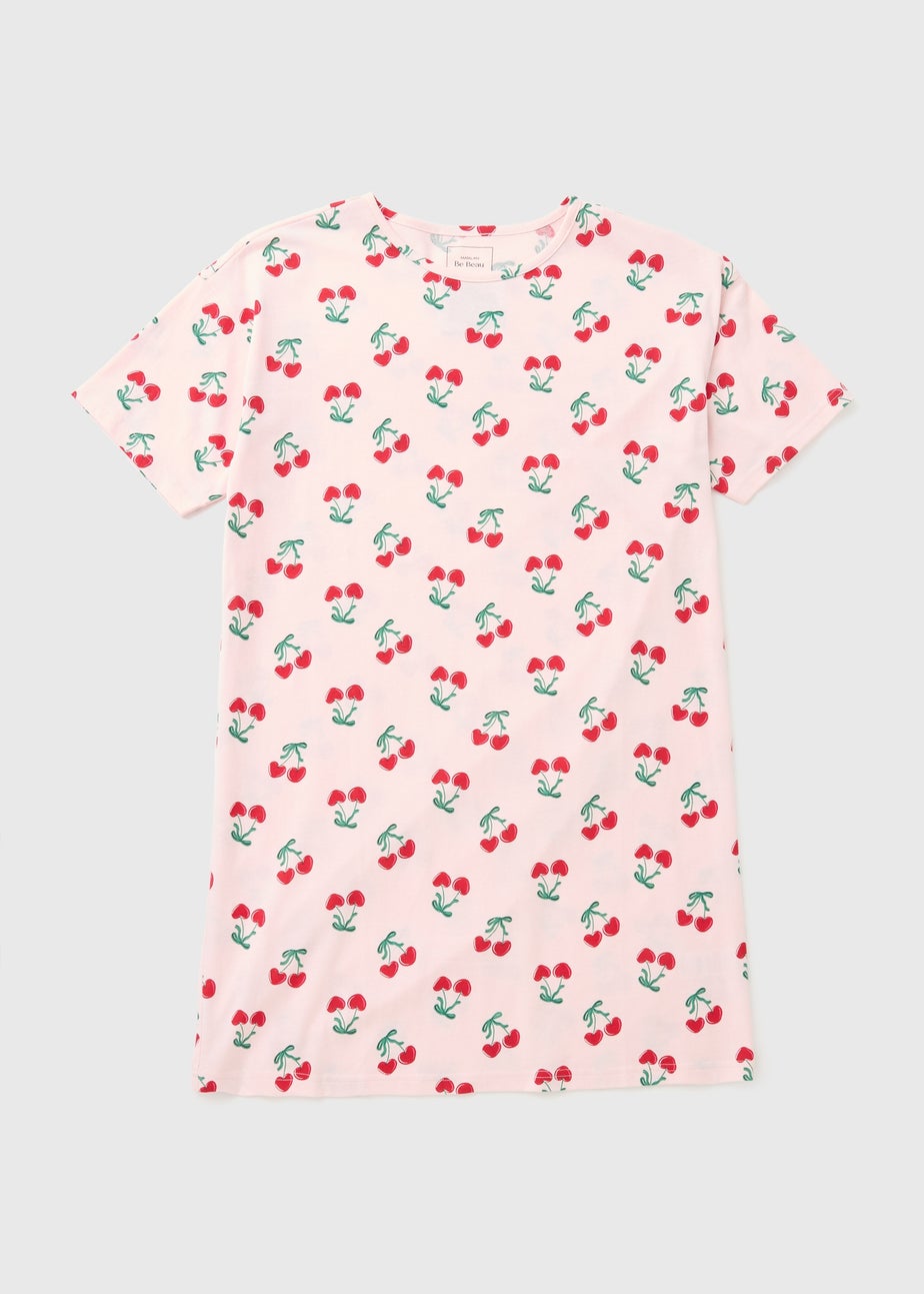 Pink Cherry Print T-Shirt Nightie