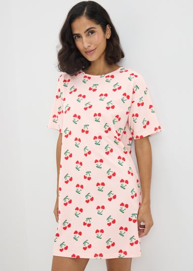 Pink Cherry Print T-Shirt Nightie